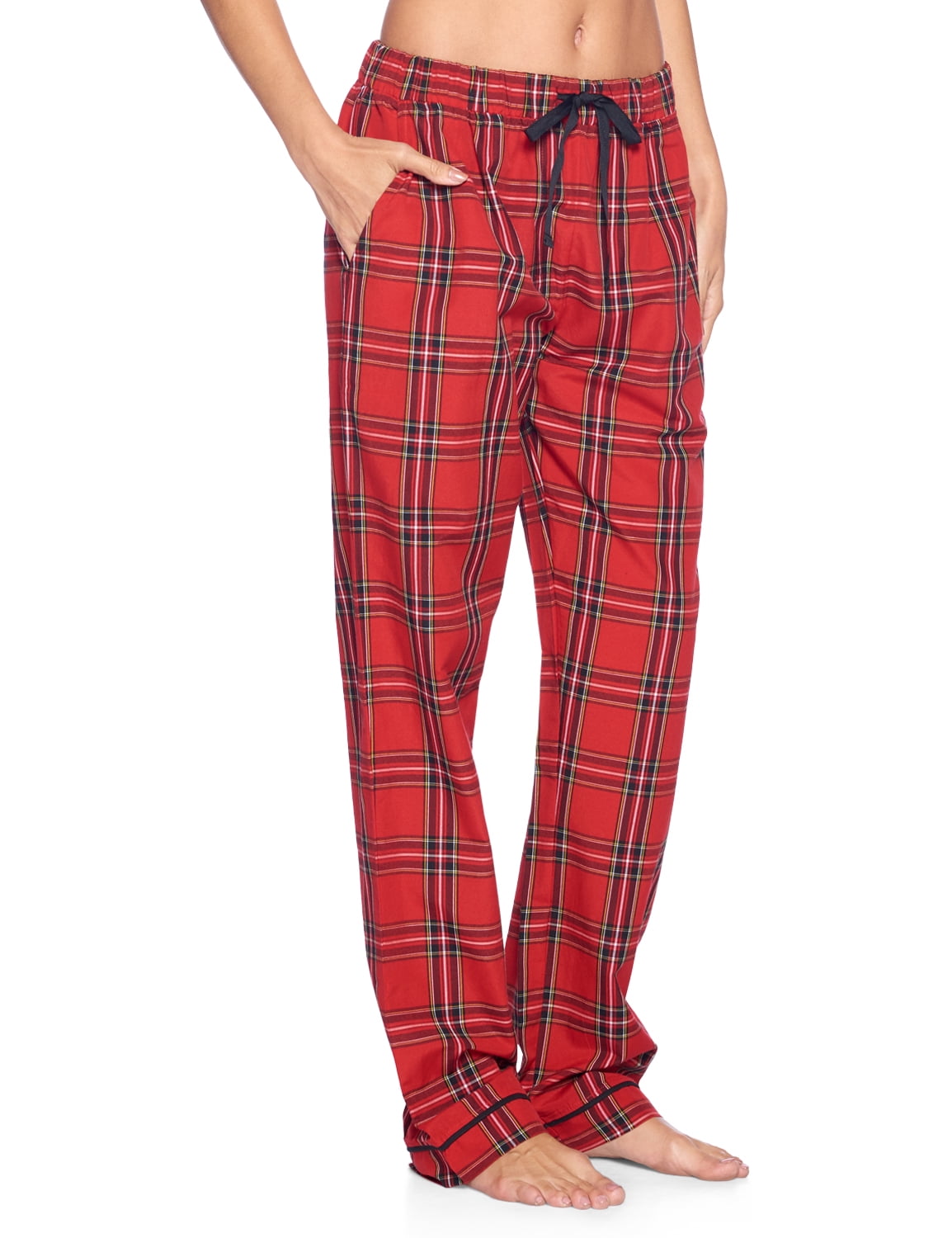 Ashford & Brooks Women's Woven Pajama Sleep Pants, Red/Black Stewart ...
