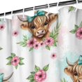 thumbnail image 3 of White Highland Cow Flower Bow Pattern Shower Curtain 84"x72" ,Bathroom Decorative Shower Curtains Set with 12 Hooks,Modern Waterproof Washable Shower Curtain, 3 of 6