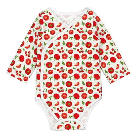 

Matuu Fresh Red Tomato for Baby Long-Sleeve Bodysuit Soft Cotton Comfortable and Breathable Perfect for Newborns and Infants