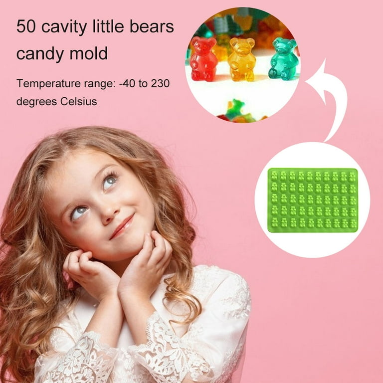 Gummy Bear Mold Mini Fruit Snack Molds for Edibles, 51 Pieces Include 3  Packs 150 Cavities Gummies Silicone Trays with 1 Plate, 3 Droppers, 3  Brush