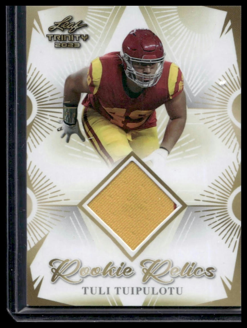 2023 Leaf Trinity Mega Box Tuli Tuipulotu RR-36 Rookie Relic Gold MEM ...