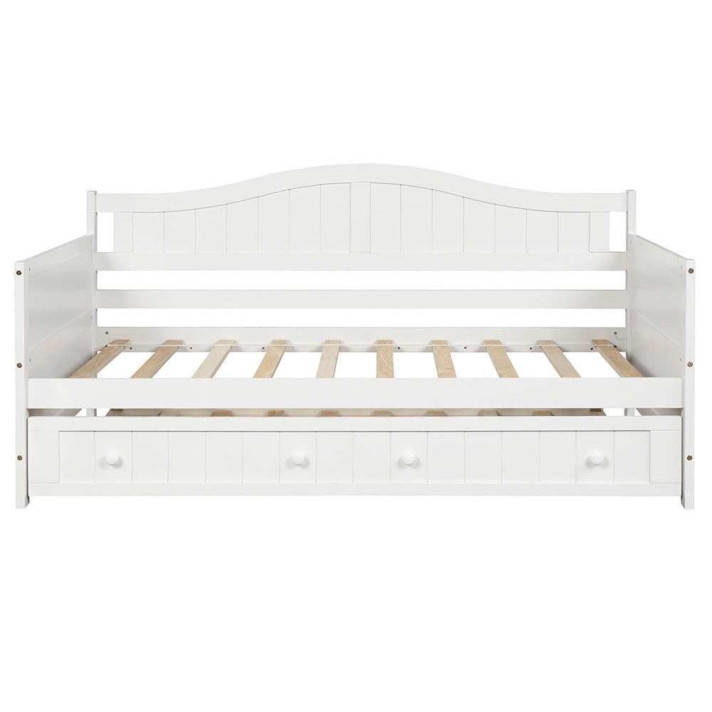 Lowestbest Twin Daybed with Trundle Bed, Sofa Bed for Bedroom Living Room, White Lowestbest Twin Daybed with Trundle Bed, Sofa Bed for Bedroom Living Room, White