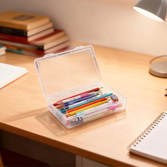 Homelyt Plastic Pencil Box Large Transparent Storage Case for Colored Pencils Crayons Art Supplies and Home Organizatio
