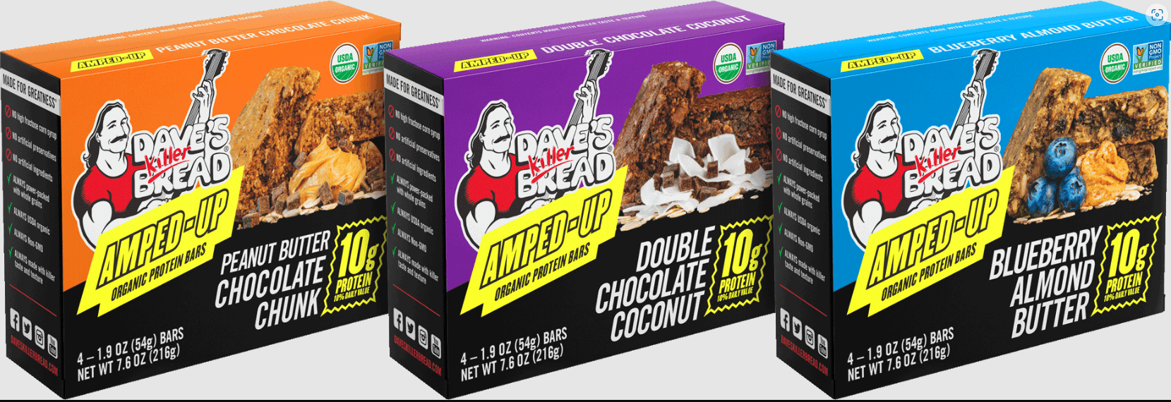 Dave's Killer Bread Amped Up Protein Bar Variety 3-Pack (Double ...