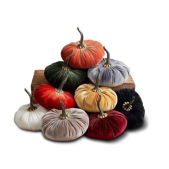 Create Your Own Set 3 or More, 9 Inch Velvet Pumpkins, Handmade Fall Decoration, Modern Rustic Wedding Decor, Farmhouse Table Centerpiece, Halloween Thanksgiving Mantle Decor (Create Your Own Set)