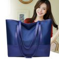 thumbnail image 2 of Sywqhk Bolso De Hombro Oxford Para Mujer, Bolso De Mano De Empalme De Pu Para Mujer A La Moda (Azul) Sywqhk Para estrenar, 2 of 4