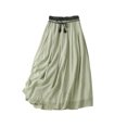 thumbnail image 2 of Xunlbb Long Skirts for Women, Women's Summer Double Layered Solid And Linen Elastic Waist Skirt Gift for Women, Size M-2XL, 2 of 6
