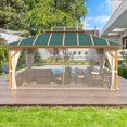 thumbnail image 3 of Hommow 12' x 16' Aluminum Frame Outdoor Gazebo, Metal Double Roof Patio Gazebo for Gardens, Lawns, Parties, Green, 3 of 8