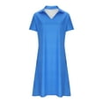 thumbnail image 5 of Ayolanni V-Neck Womens Dresses Casual Blue Knee-Length Solid Short Sleeve Vacation Dresses Girls Dresses S, 5 of 7