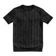 thumbnail image 2 of Men's T-Shirts Short Sleeve Crewneck Knit Shirts Summer Ribbed Textured Tee Shirts Black XL, 2 of 4