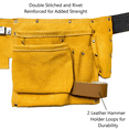 thumbnail image 3 of DURATOOL Suade Leather Tool Belt and Work Apron with 11 Pockets, 2 Pouches for Tools plus 2 Hammer Loops - For Contractors, Plumbers, Carpenter Heavy Duty Tool Belts for Men and Women Small to X Large, 3 of 5