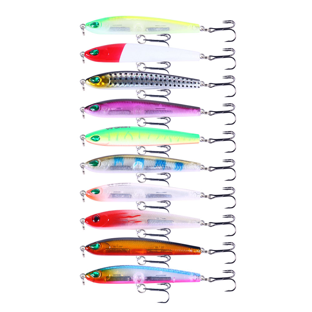 HENGJIA 10PCS Fishing Lures for Bass, Fishing Pencil Popper Lures Topwater Pencil Lures Sinking Hard Bait Pencil Plopper Lure Fishing Lures Pencil Lure