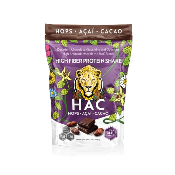 Health HAC High Fiber Chocolate Protein Shake Mix for Women & Men, 1.36 lbs