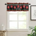 thumbnail image 7 of Merry Christmas Kitchen Curtains and Valances Set, Red Xmas Balls Poinsettia Black Red Plaid Rod Pocket Window Valance Window Curtain Panels for Living Room Bedroom Laundry, 27.5x24in, 3 Pieces, 7 of 7