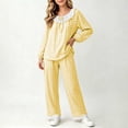 thumbnail image 7 of CYRBOKO Loungewear Sets for Girls, 2 Pieces Long Sleeve Cotton Elastic Waist Sleepwear Sets Yellow Size 5-6 T, 7 of 7