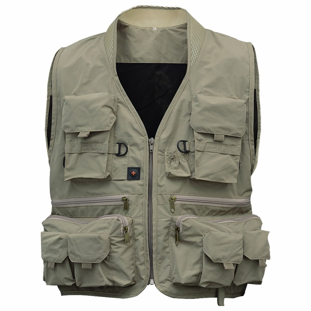 Gilet de pêche à la mouche pour homme - Plusieurs poches - En