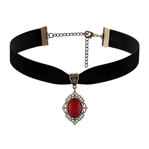DESIGNICE Red Velvet Victorian Choker, Black Choker, Gothic Goth Necklace, Vintage Necklace, Christmas Jewelry Gifts for Women