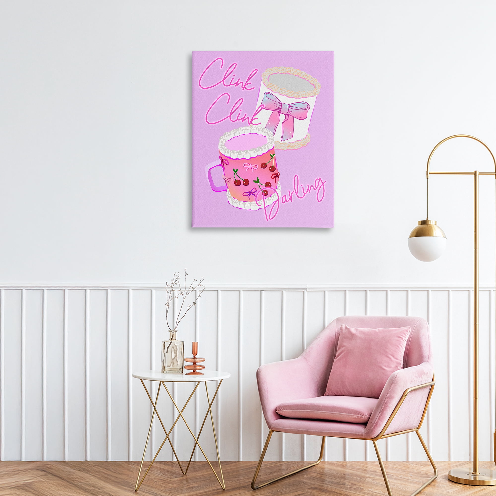Stupell Industries Clink Darling Cherry Mug Canvas Wall Art, design by Ziwei Li