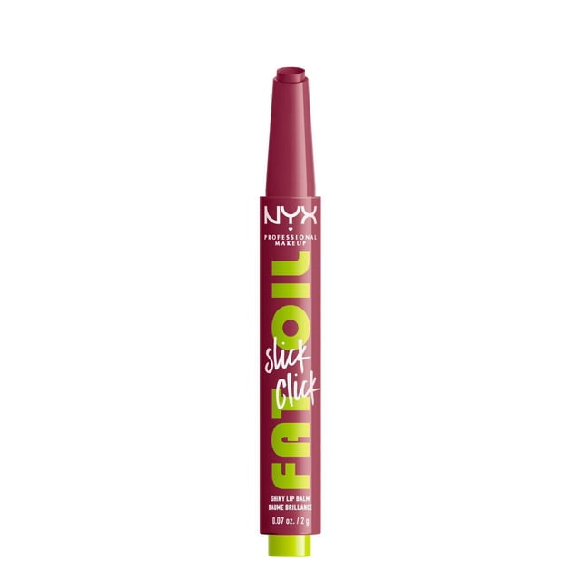 NYX PROFESSIONAL MAKEUP, Baume brillance Fat Oil Slick Click, Baume format bâton, Infusé d'huiles nourissantes, Fini haute brillance - Double Tap (Raspberry Pink)