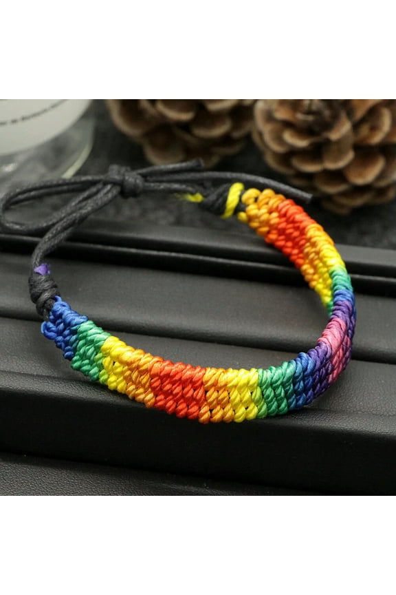 Gay Pride LGBT Rainbow Unisex Bracelet Jewellery Lesbian Bisexual Trans Rope