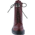 thumbnail image 4 of Women's Fashion Lace Up Combat Boots Side Zipper Chunky Platform Lug Sole Mid Calf Military Fall Winter Riding Ankle Booties, 4 of 5