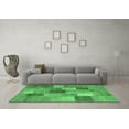 thumbnail image 3 of Ahgly Company Indoor Round Patchwork Emerald Green Transitional Area Rugs, 7' Round, 3 of 4