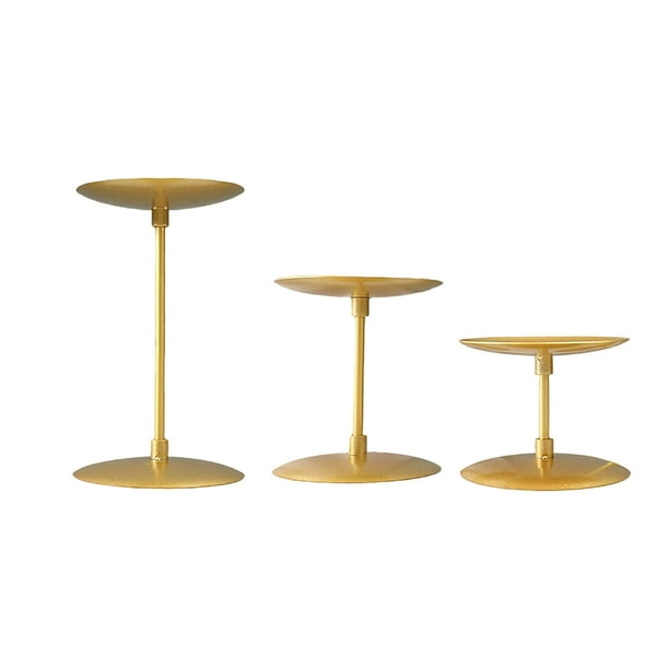 Juego de 3 candelabros de pilar para centros de mesa, candelabros para sala de estar Bandeja de oro