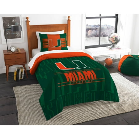 ncaa miami hurricanes "modern take" bedding comforter set - walmart