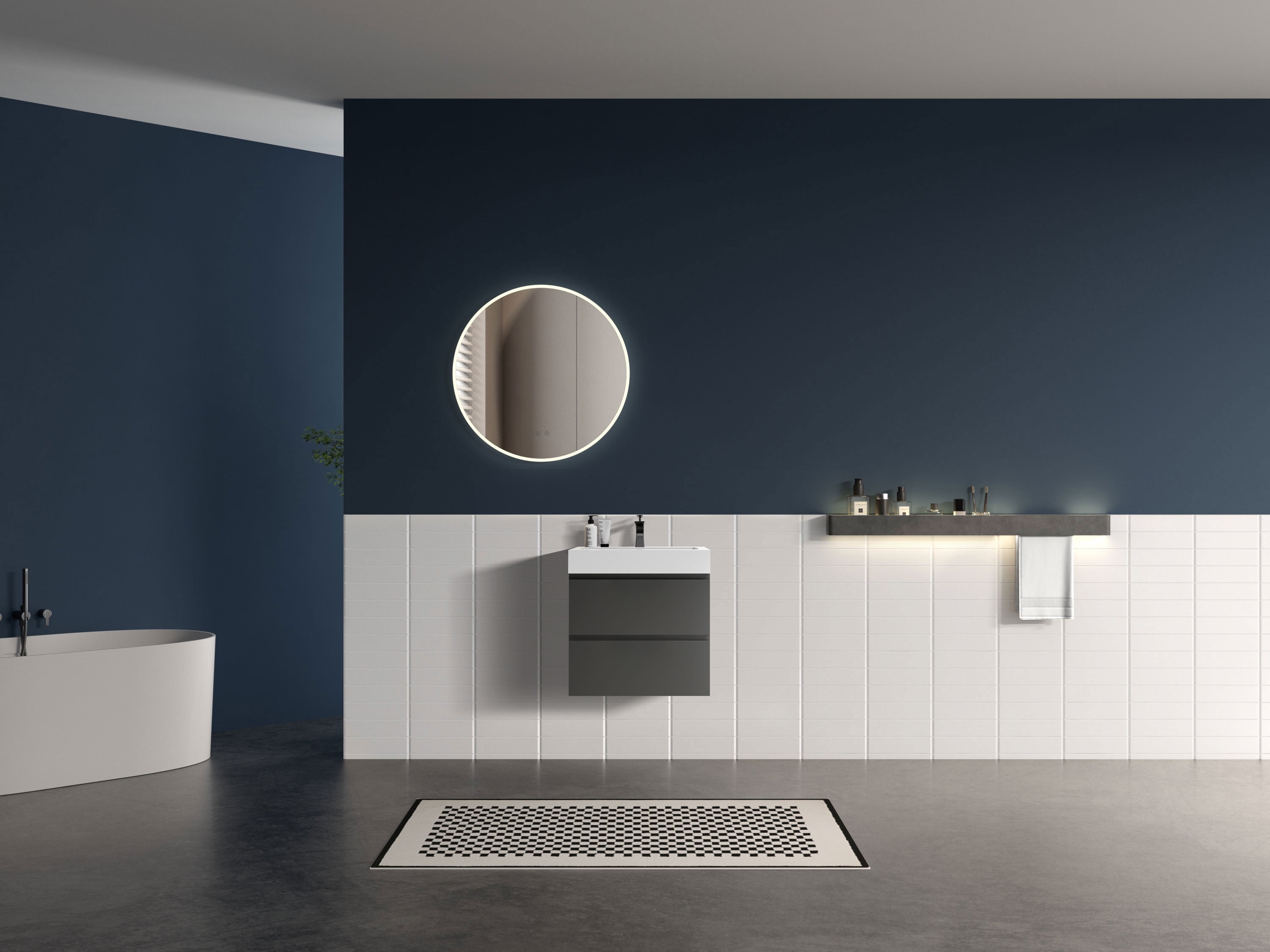 CITTANEO 24 inch Floating Bathroom Vanity with Sink, Modern Bathroom Cabinet in Gray
