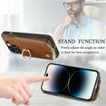 thumbnail image 4 of Feishell for iPhone 14 Pro Wallet Case, Zipper Purse with 360 Rotatable Ring Kickstand, Premium PU Leather Shockproof Magnetic Buckle Credit Card Slots Holder Phone Case for Women Men,Brown, 4 of 9