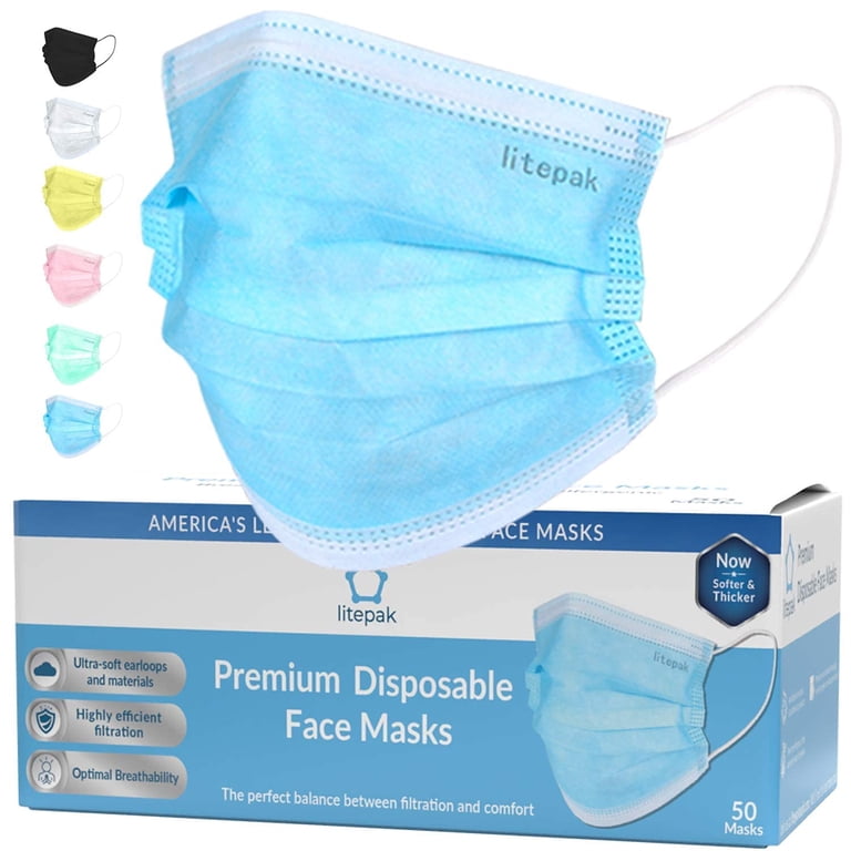 Disposable Face Mask PURE GEM [Pack Of 100] Single Use Disposable Blue ...