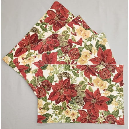 

Christmas Poinsettia Placemats by Penny s Needful Things (Wave - Set of 8) (Canvas Burgundy)