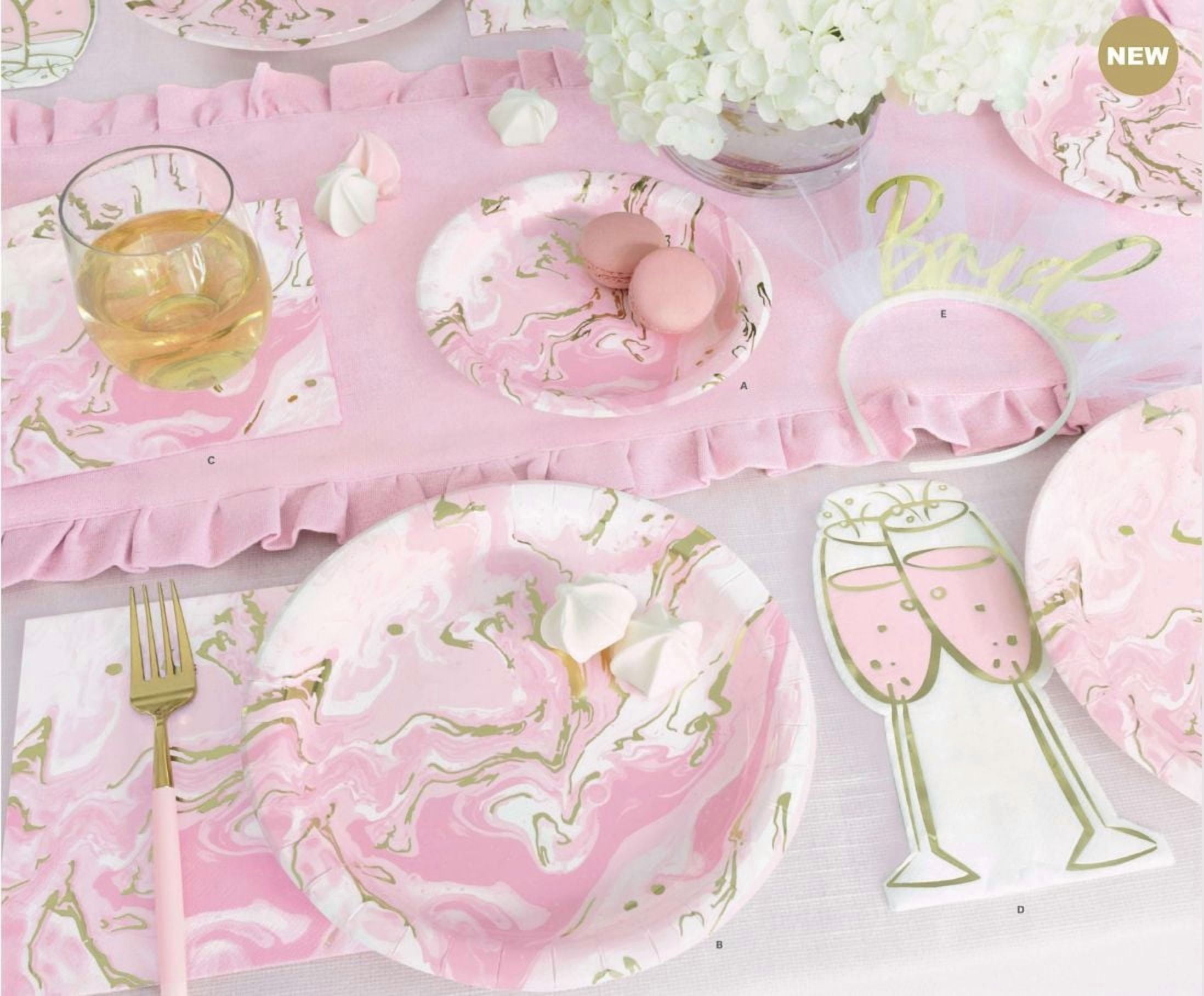 Pink Marble Lunch Napkins, 16 CT, Each measures 6.5" x 6.5" when folded