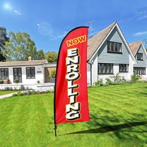 QSUM Now Enrolling Feather Flag Kit,7FT College Advertising Banner, Academy School Businesses Signs