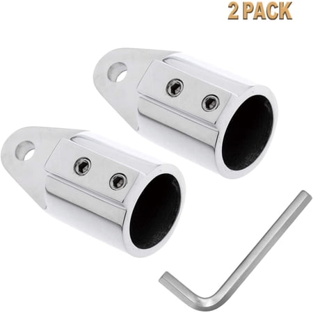 SHENGHUI 2 Pcs Stainless Steel 316 Bimini Top Cap Eye End Fitting - For 1-1/4 Inch O.D. Round Tubing - Boat Marine Hardware With Hex Key