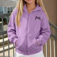 thumbnail image 3 of NAISIBABY Girls Hooded Sweatshirt – Fleece-Lined Long Sleeve Casual Zip-Up Jacket Purple Size 9, 3 of 8