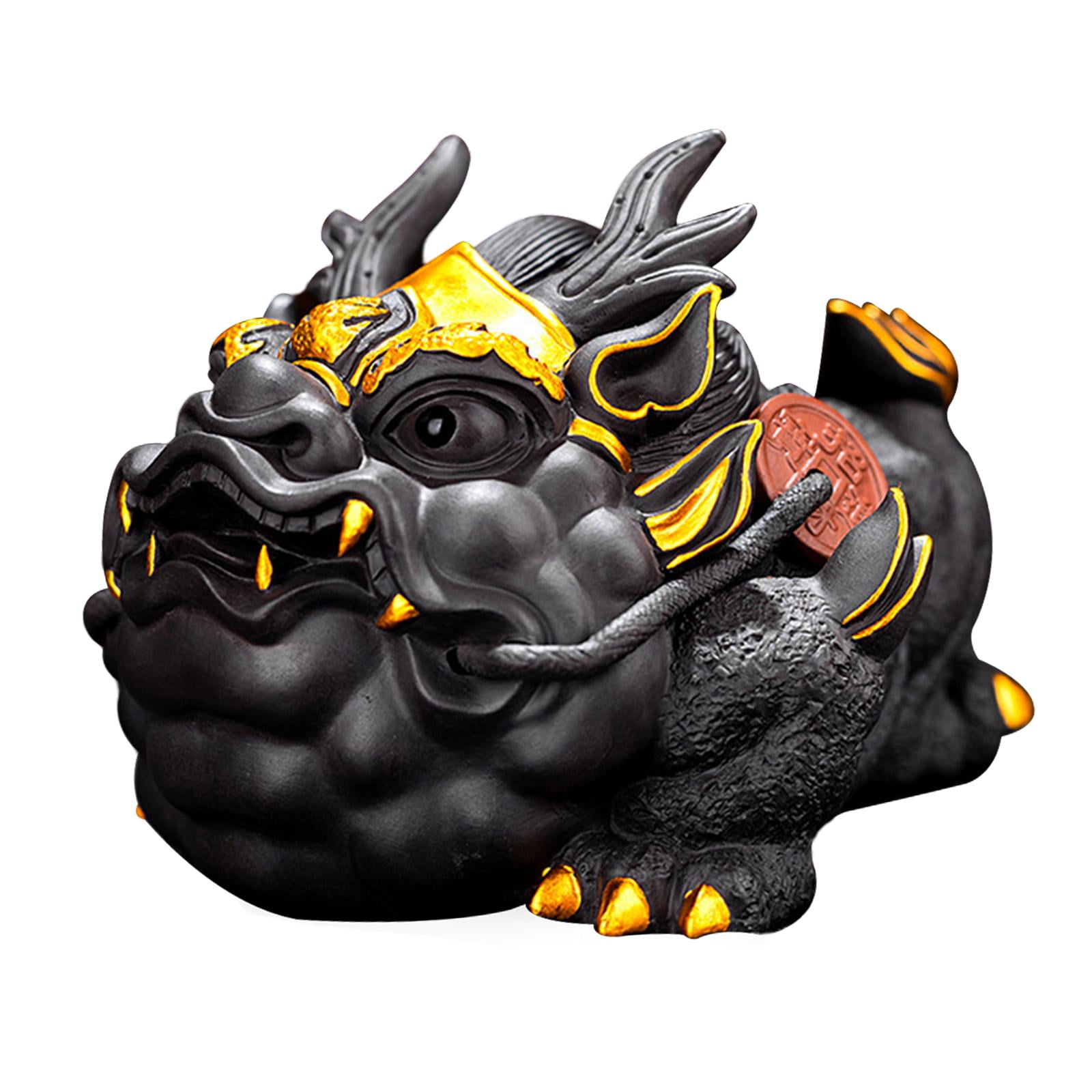 Tea Pet Sculpture Statue Animal Sculpture Collectible Modern Figurine for Tea House Table Centerpiece Living Room Decor gold and black