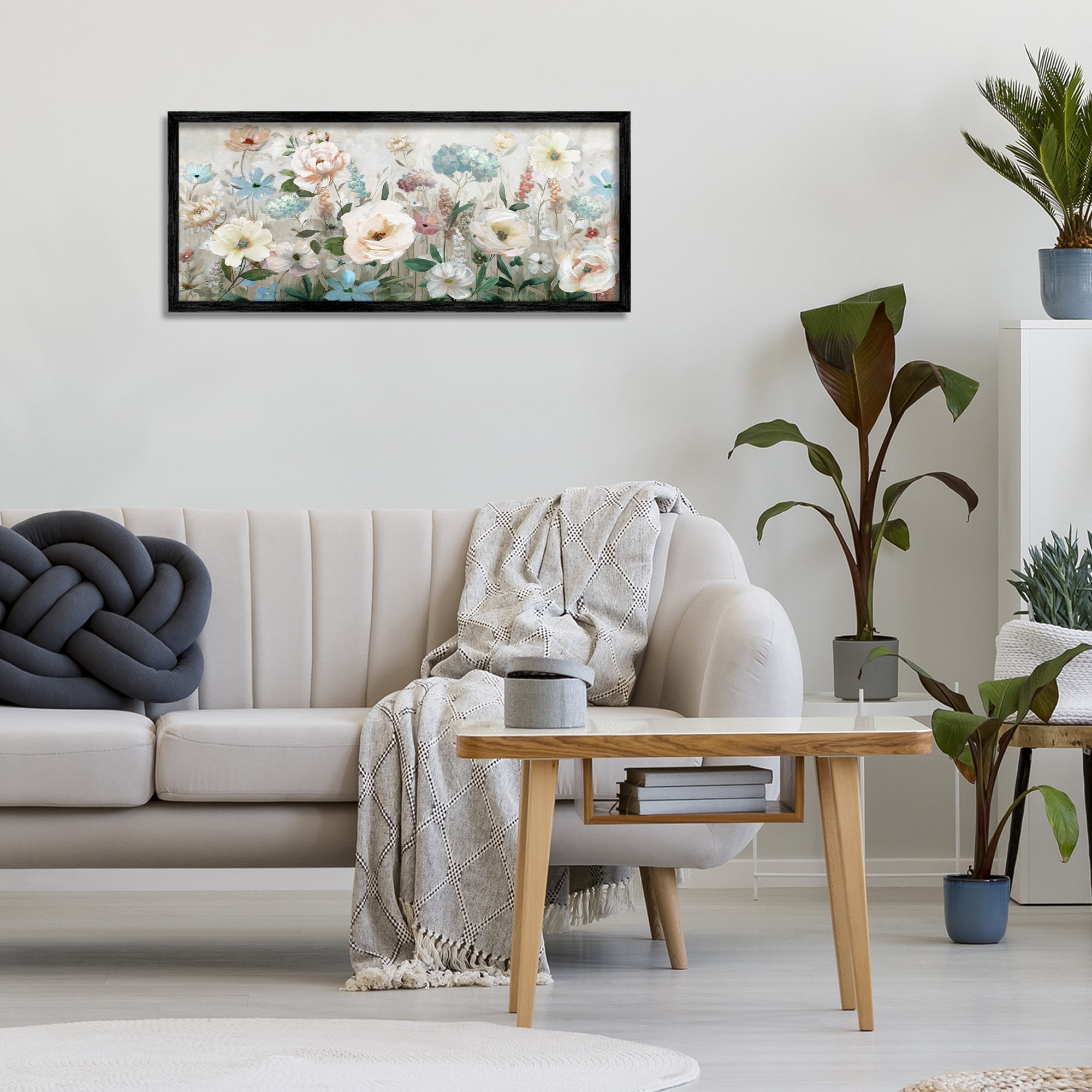 Stupell Industries Pastel Garden of Peonies Black Framed Giclee Art, design by Nan