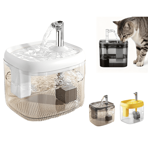 Pet Water Fountain, 1.5L Super Silent Water Dispenser with Filter, USB Water Bowl Light for Small Dogs Cats Indoor Home