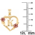 thumbnail image 2 of Genuine 14k Two-tone Gold 0.66" Floral Heart Initial K Pendant Necklace 16", 18", 20", 22" Trendy Charm Initial Necklaces for Women, 2 of 7