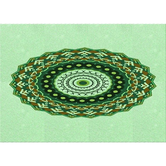 Ahgly Company Indoor Rectangle Patterned Green Pepper Green Area Rugs, 5' x 7'