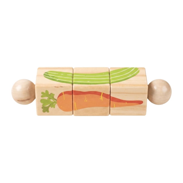 Juguete de madera giratorio, bloque de rompecabezas, bloque de construcción de madera para habilidades finas, hecho a mano Verdura