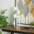 thumbnail image 3 of DecMode Glam Wood 3 Plate Pillar Candlle Holder with Silver Beveled Glass Finish, 7"W x 21"H, 3 of 14