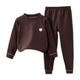 thumbnail image 2 of Antinious Casual Long Sleeve Suits for Kids,Toddler Winter Long Sleeve Outfits Sets,Children's Sweatshirt Two Piece Set Children's Casual Clothes For Small And Medium Children,Brown,150, 2 of 3