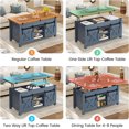thumbnail image 4 of SEDETA Lift Top Coffee Table, 4 in 1 Multi-Function Convertible Coffee Tables with Storage and Hidden Compartment, Farmhouse Coffee Table Converts to Dining Table for Living Room, Blue, 4 of 8