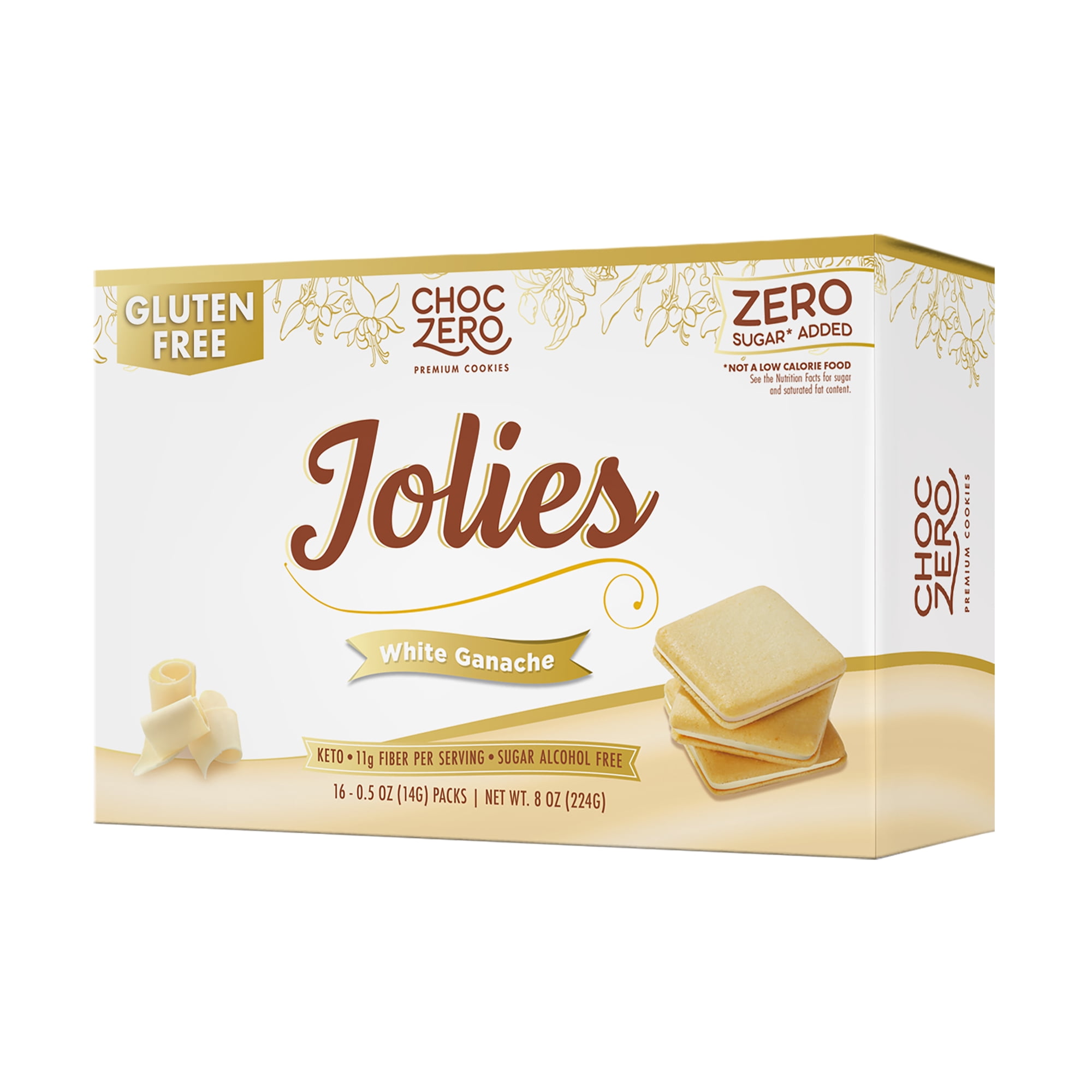 ChocZero Jolies Sugar Free White Chocolate Filled Cookies, Keto, Gluten Free, 8 oz Box