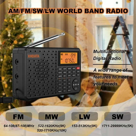 2023 NEW XHDATA D-109 Portable Digital Radio FM STEREO/MW/SW/LW Portable Digital Receive