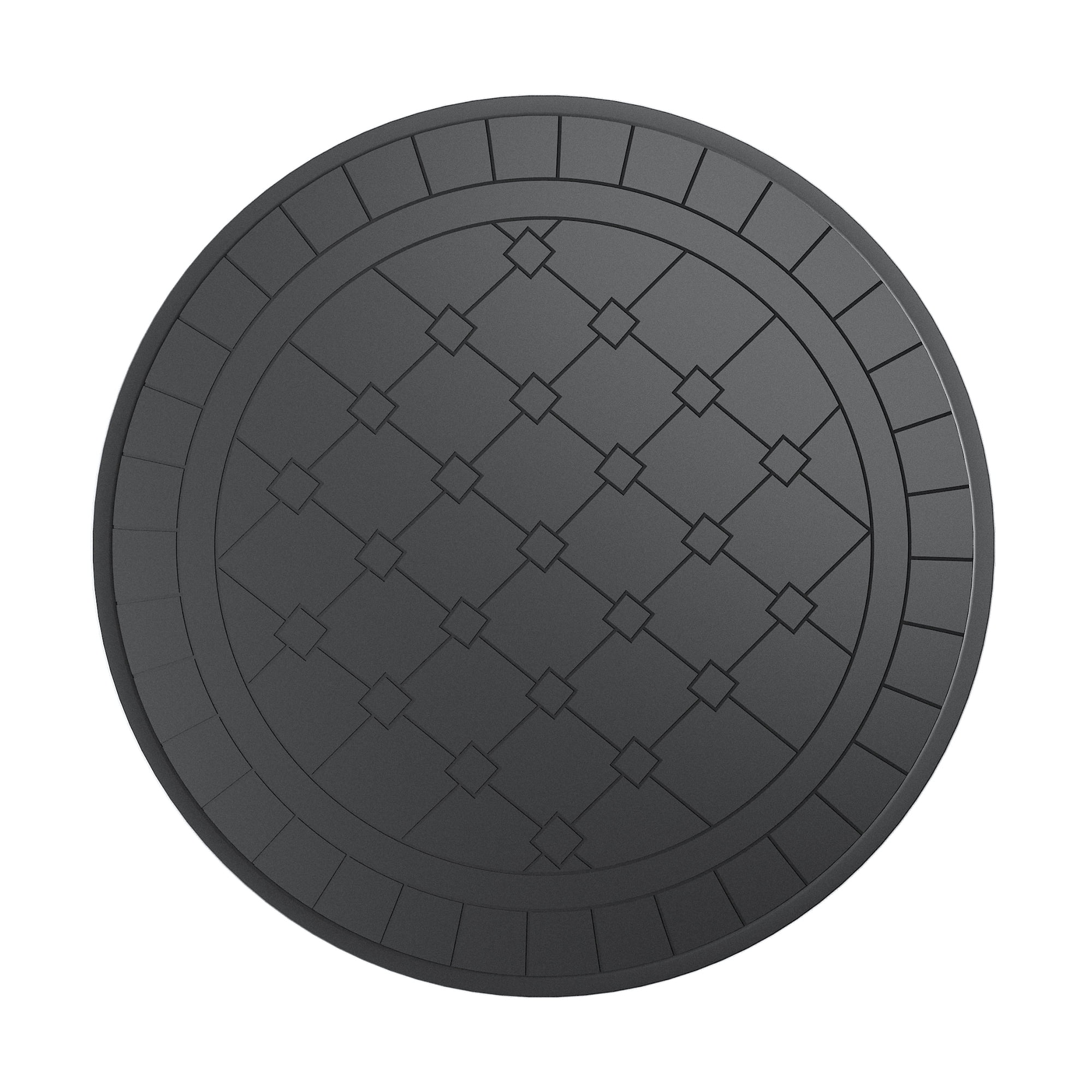 Round Cast Aluminum Patio Dining Table with Black Frame and Carved Texture for Garden Deck, Black