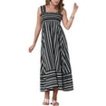 thumbnail image 2 of Vestido Maxi de Playa sin Mangas de Cuello Cuadrado con Rayas Boho para Mujeres INSPIRE CHIC XL Negro, 2 of 5
