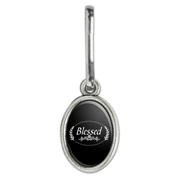 Blessed Halo On Black Antiqued Oval Charm Clothes Purse Suitcase Backpack Zipper Pull Aid